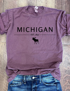 Michigan 1837 Tee in Vintage Plum