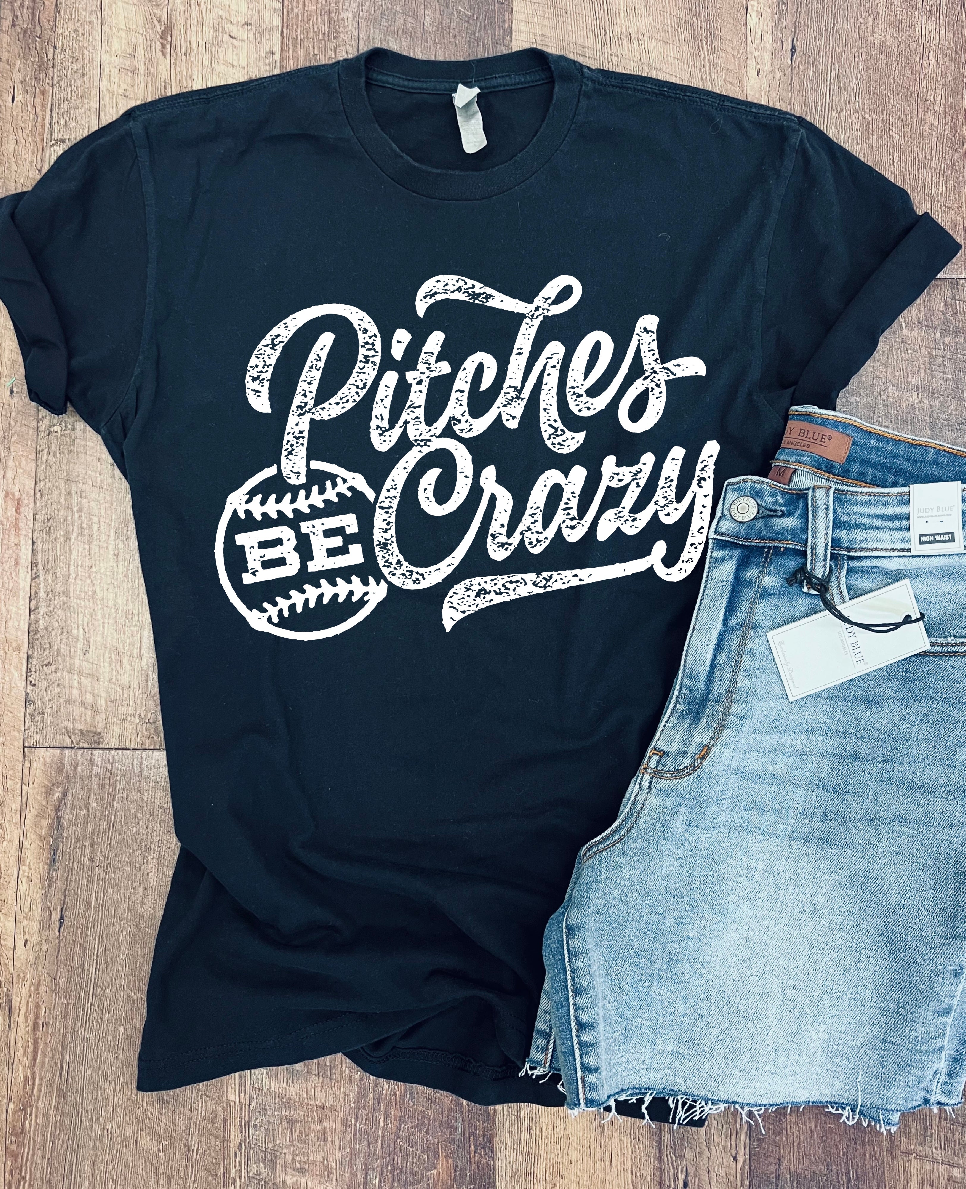 Pitches be Crazy Soft Wash Tee or Tank in Washed Black