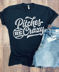Pitches be Crazy Soft Wash Tee or Tank in Washed Black