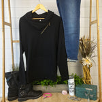 Load image into Gallery viewer, Classic Zoey ZipCowl Sweatshirt - Black
