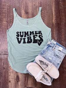 Summer Vibes Tank in Stone Green