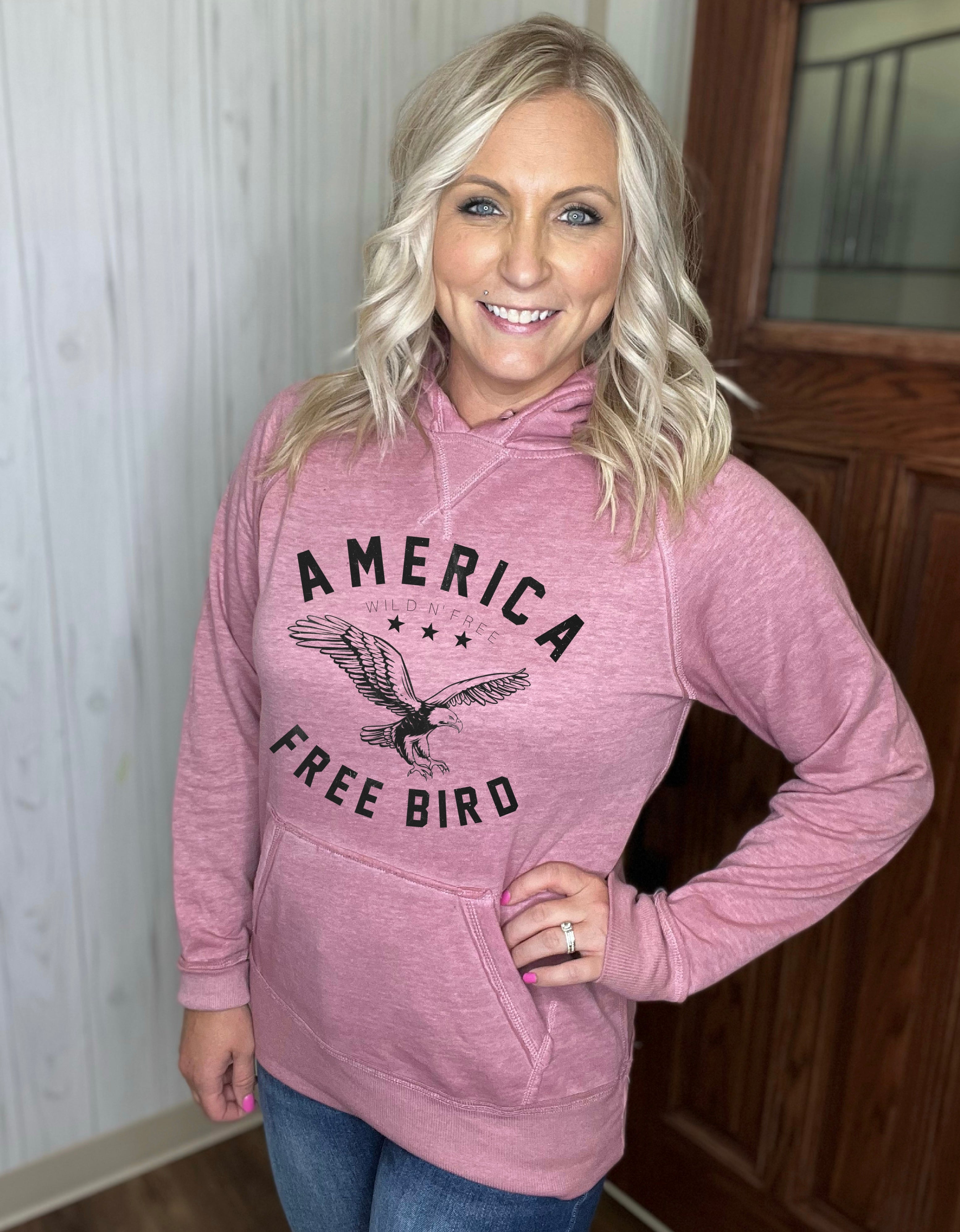 America Free Bird Hoodie in Rose