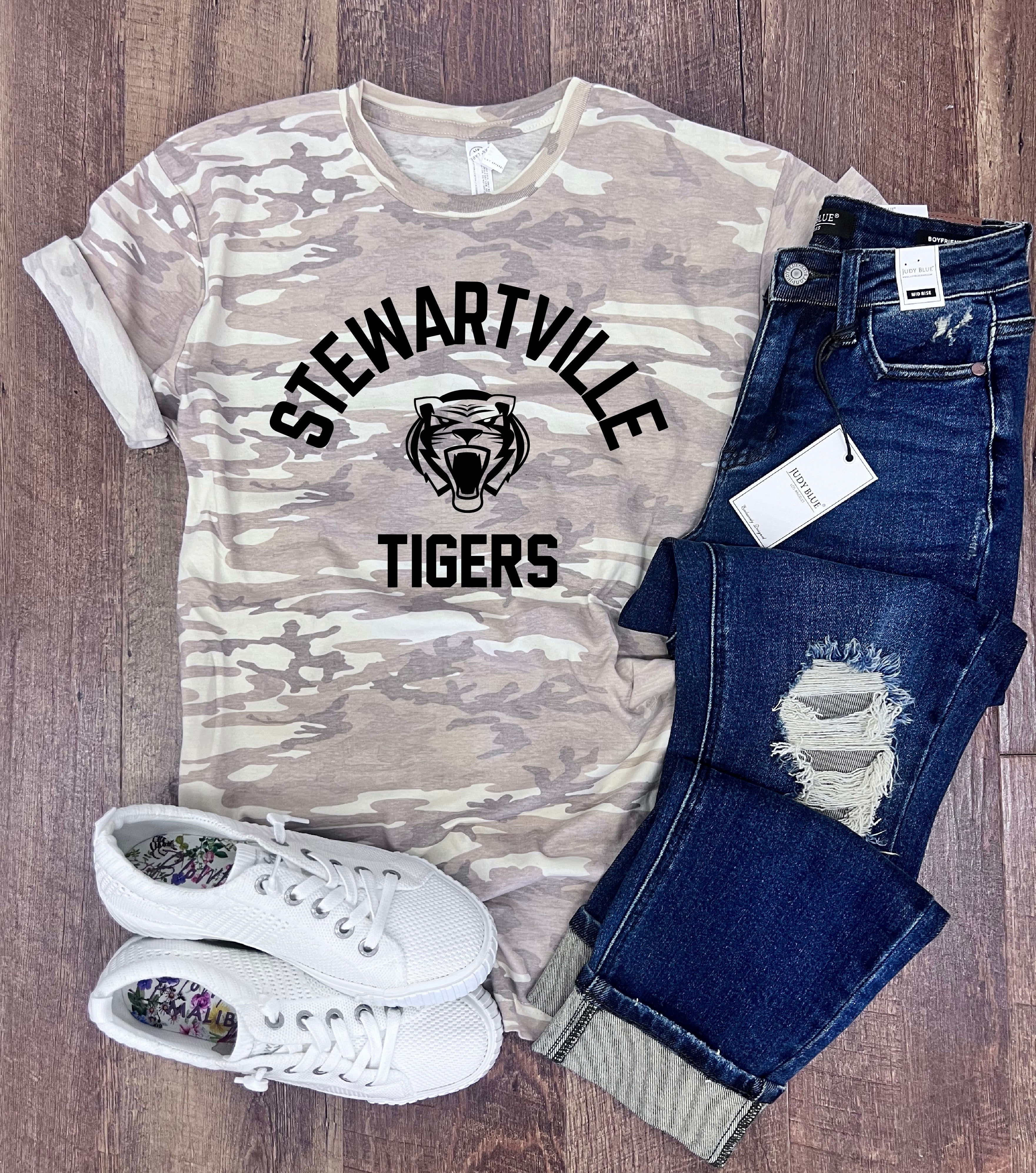 Stewartville Tigers Tee in Natural Camo