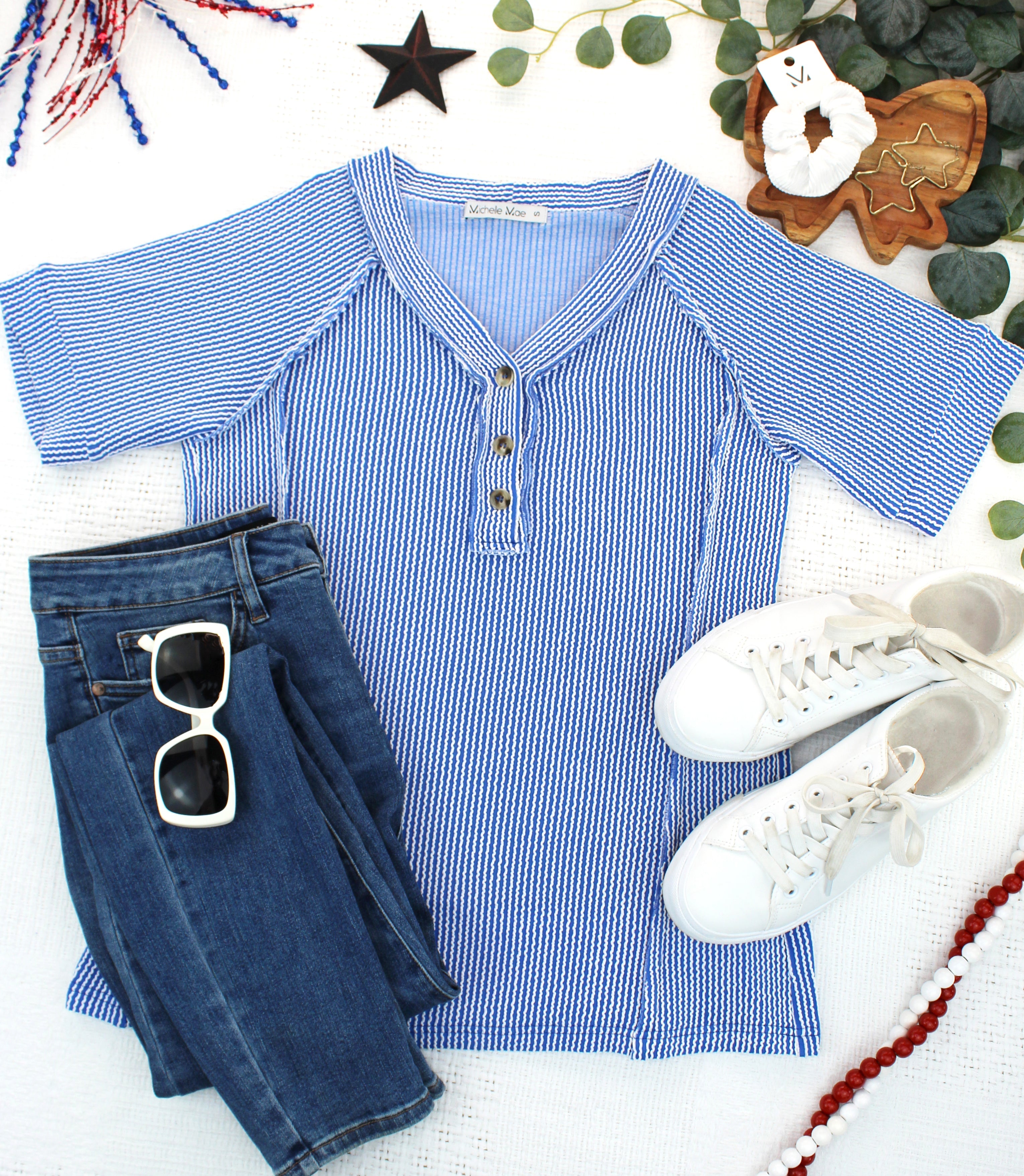 Juliette Button Top - Blue