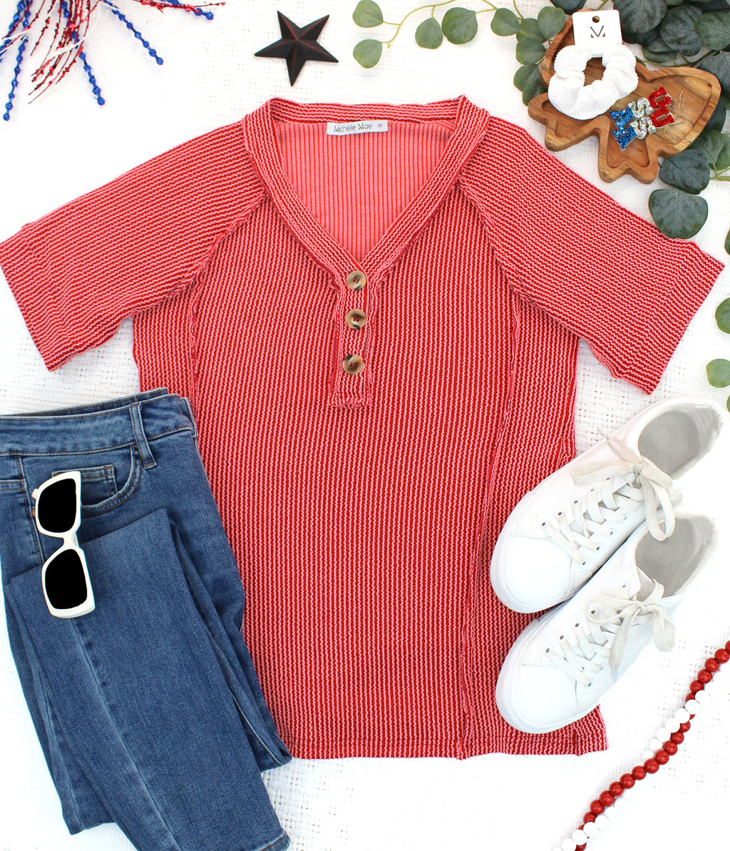 Juliette Button Top - Red