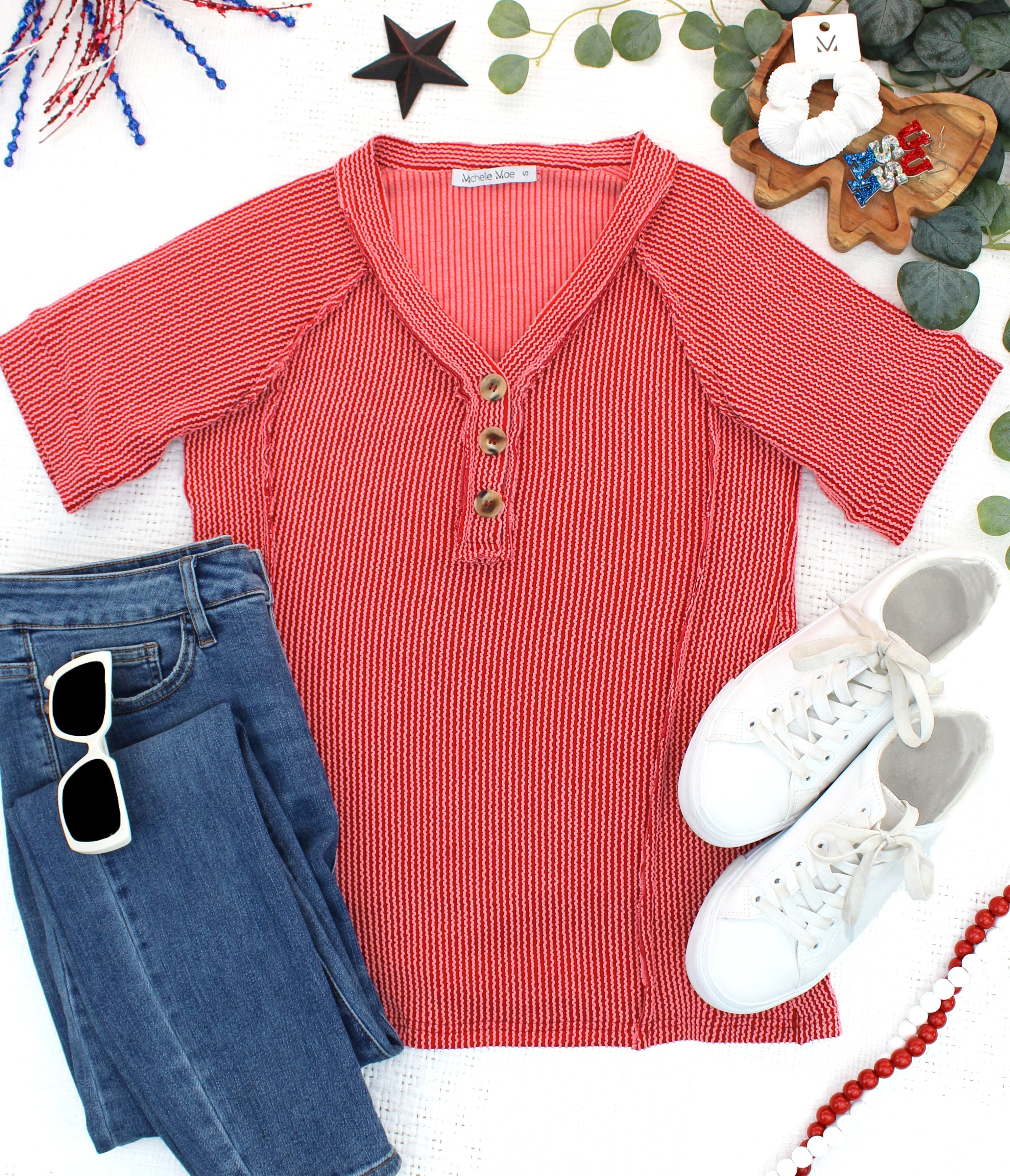 Juliette Button Top - Red