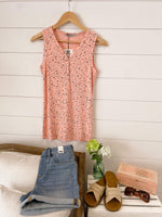 Load image into Gallery viewer, **Henley Tank - Micro Peach Floral
