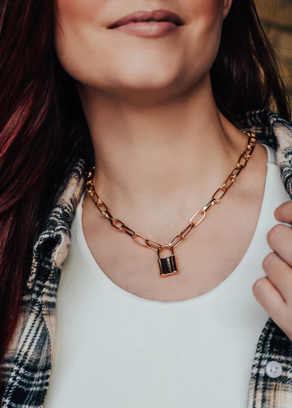 Lock Necklace In Gold