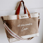 Load image into Gallery viewer, All You Need Is Love Jute Crossbody Tote
