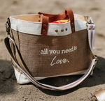 Load image into Gallery viewer, All You Need Is Love Jute Crossbody Tote
