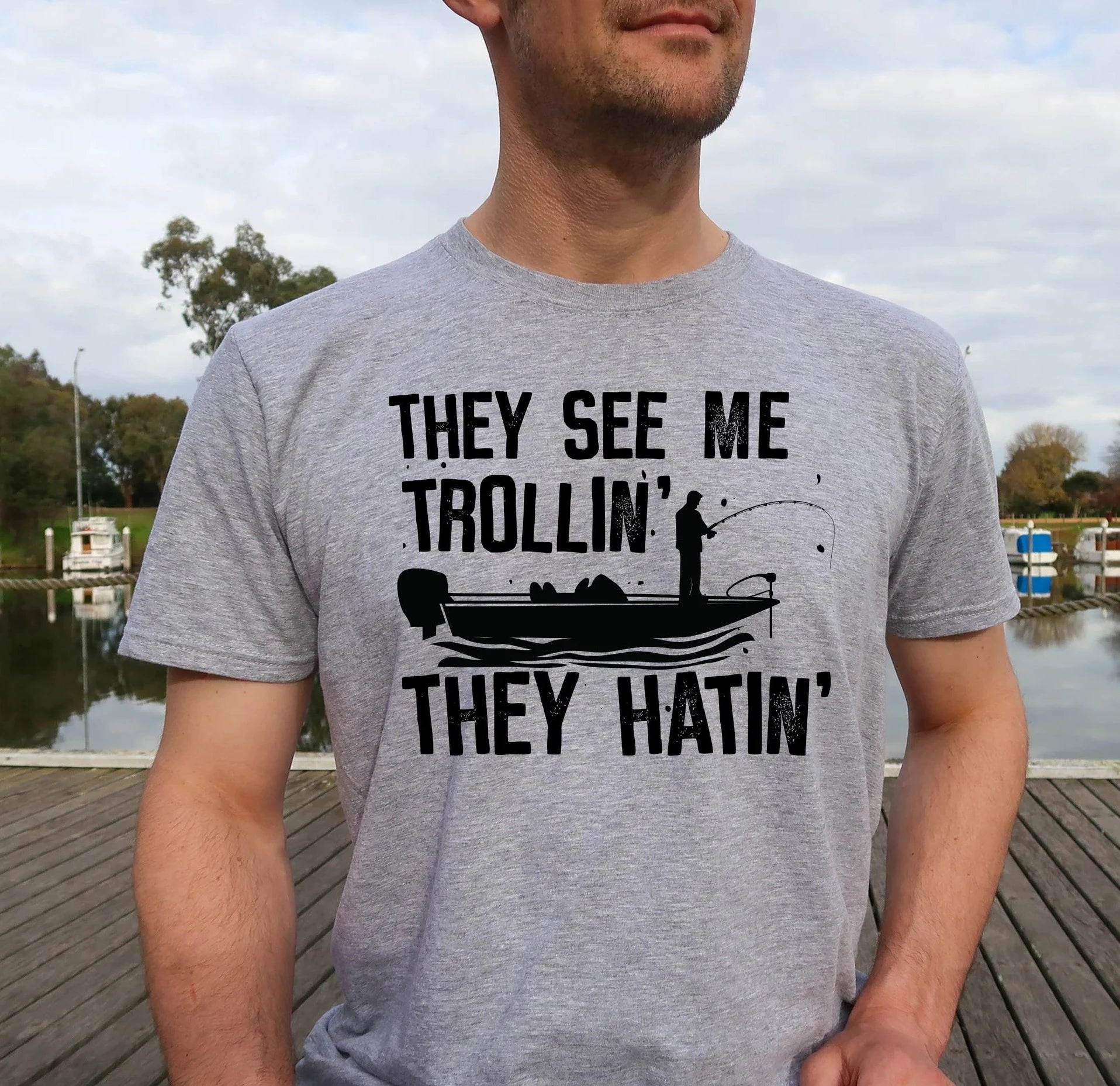 They See Me Trollin' Tee in Gray