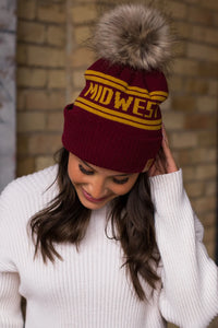 Midwest Pom Hat In Maroon/Gold