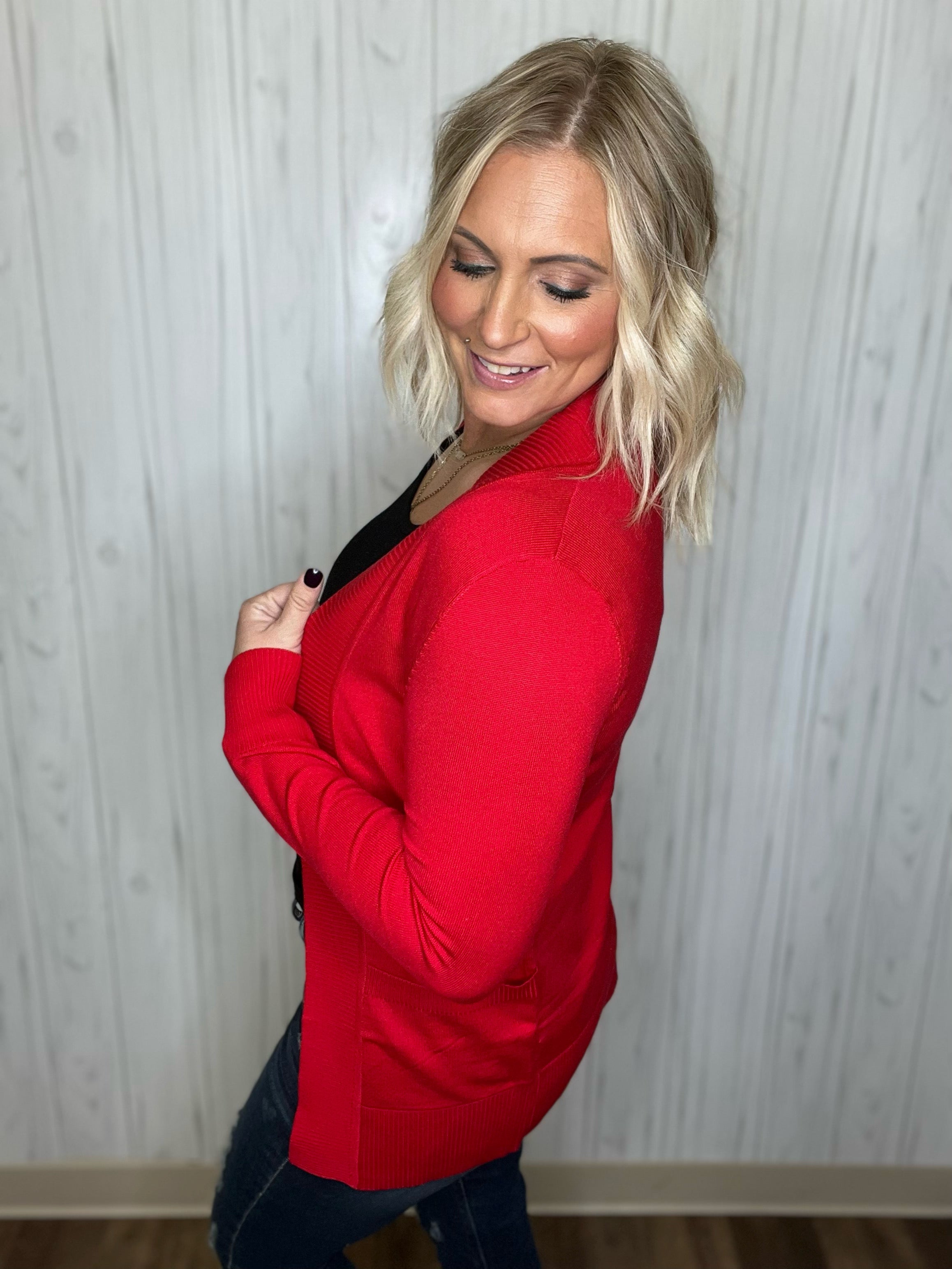 Always Will Cardigan In Red FINAL SALE