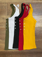 Load image into Gallery viewer, Hurry Up Henley Tank in Mustard FINAL SALE

