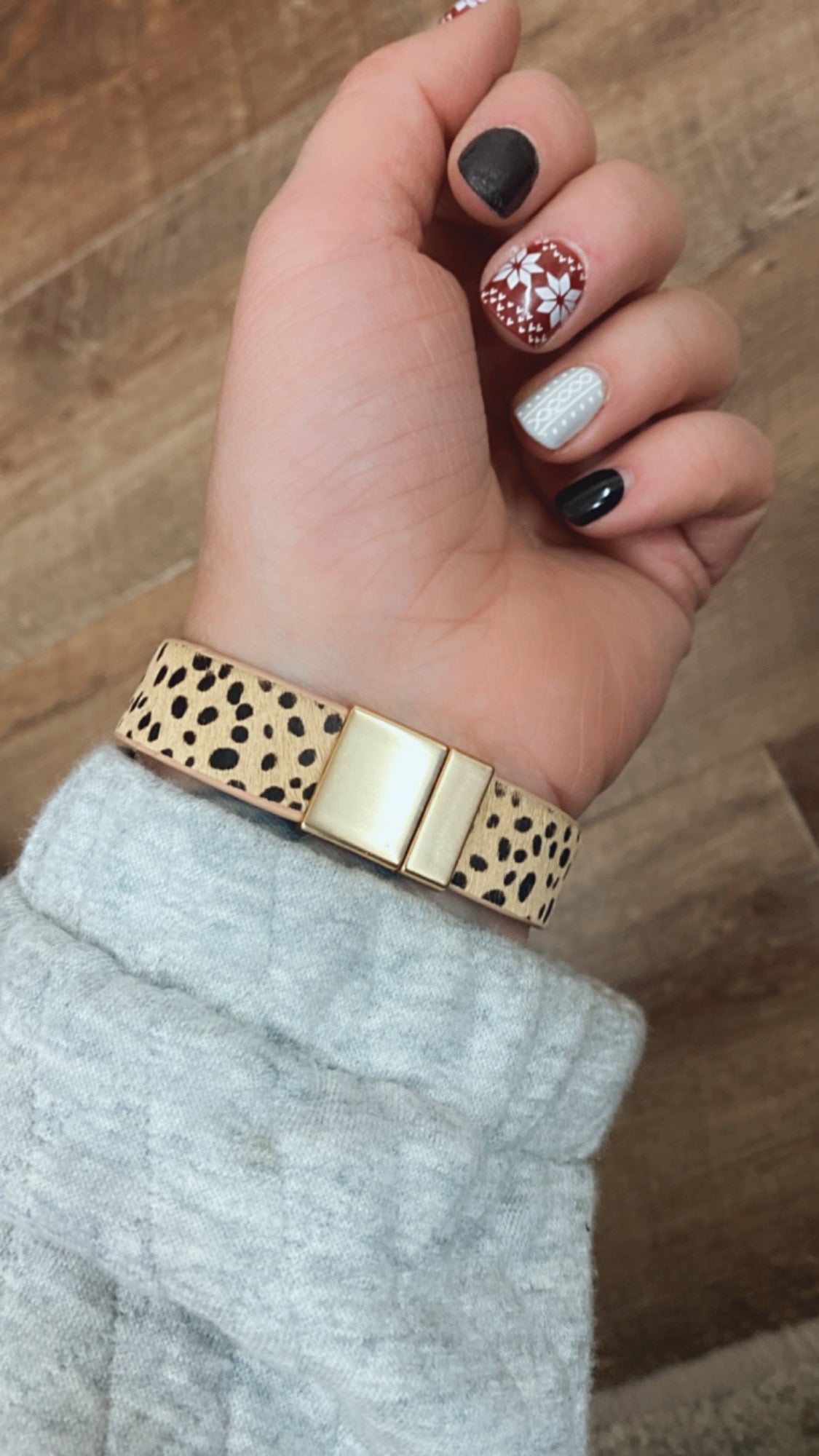 Genuine Cross Bracelet In Cheetah Brown