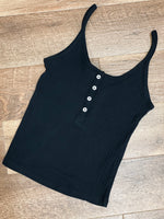 Load image into Gallery viewer, Hurry Up Henley Tank in Black FINAL SALE
