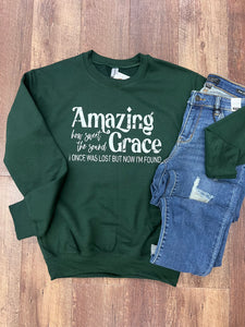 Amazing Grace Crewneck in Forest